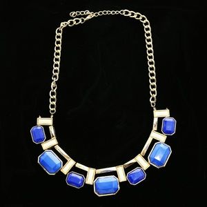 Luxury Faceted Necklace Gold/Blue NWOT